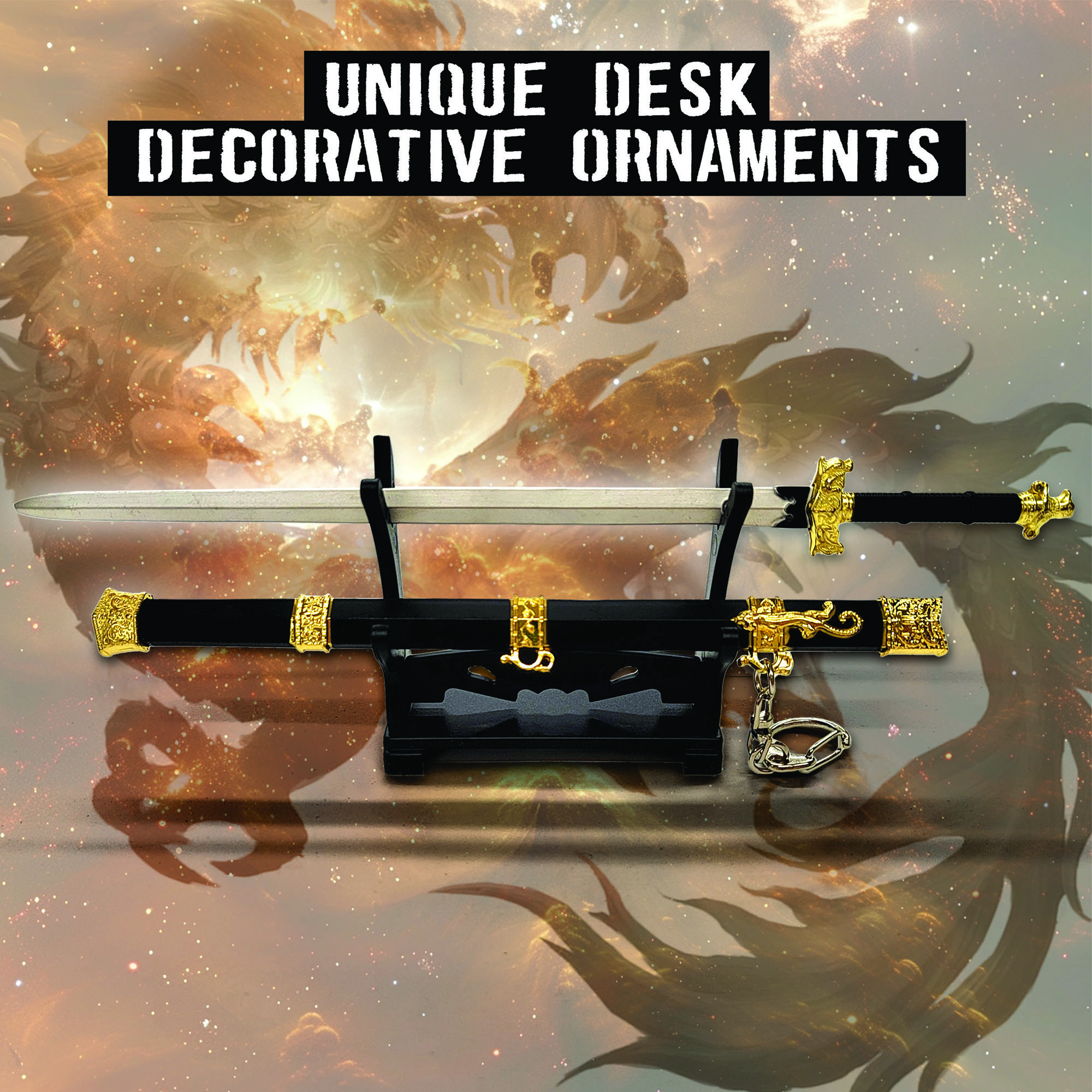 Schwert von Goujian – Jian Schwert, Brieföffner mit Scheide und Ständer