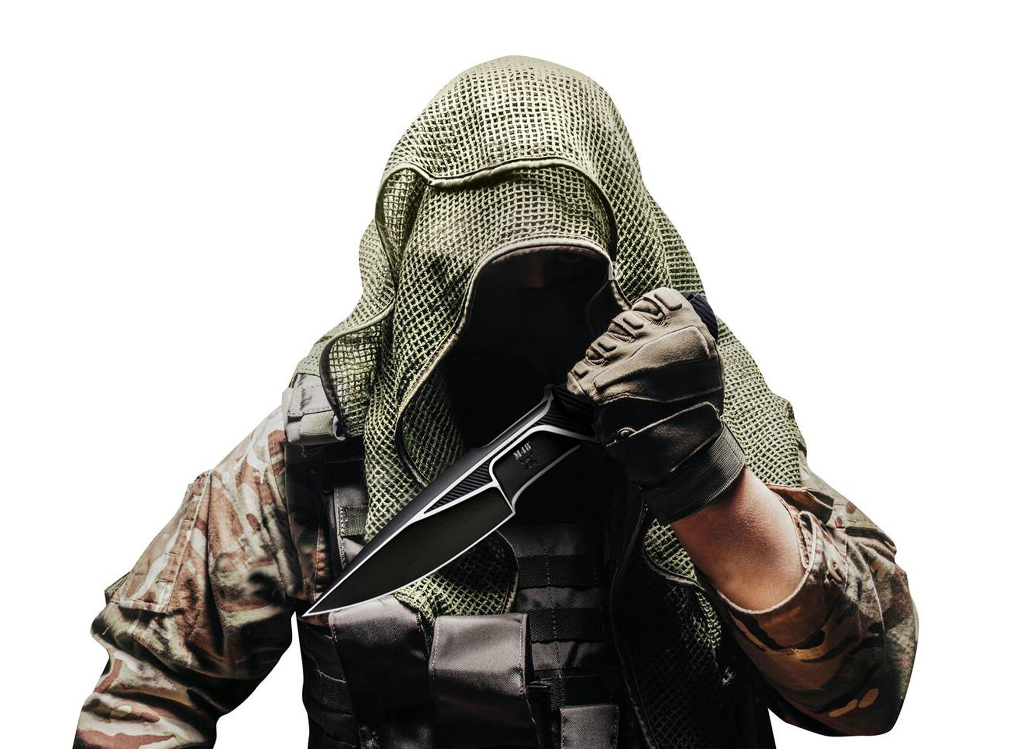 M48 Liberator Messer mit festgestellter Klinge und Scheide