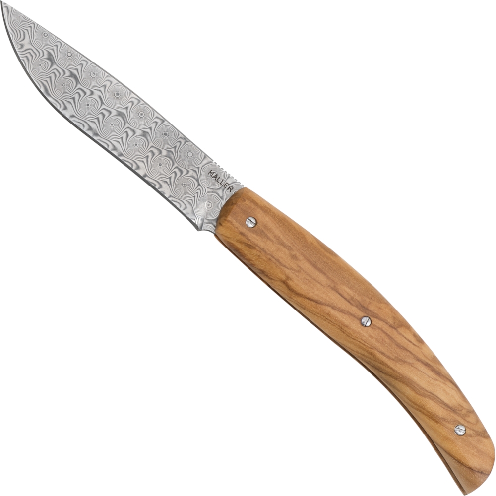 Damascus pocket knife olive