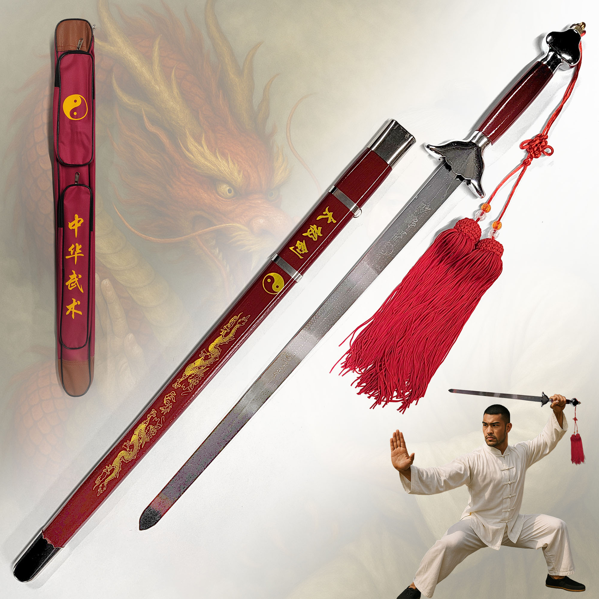 Tai Chi Schwert mit flexibler Klinge – 56 cm Klingenlänge inkl. Tasche