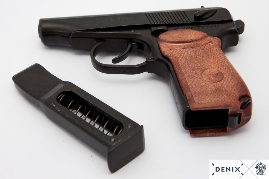 Russian Makarov pistol, red army weapon, made of metal