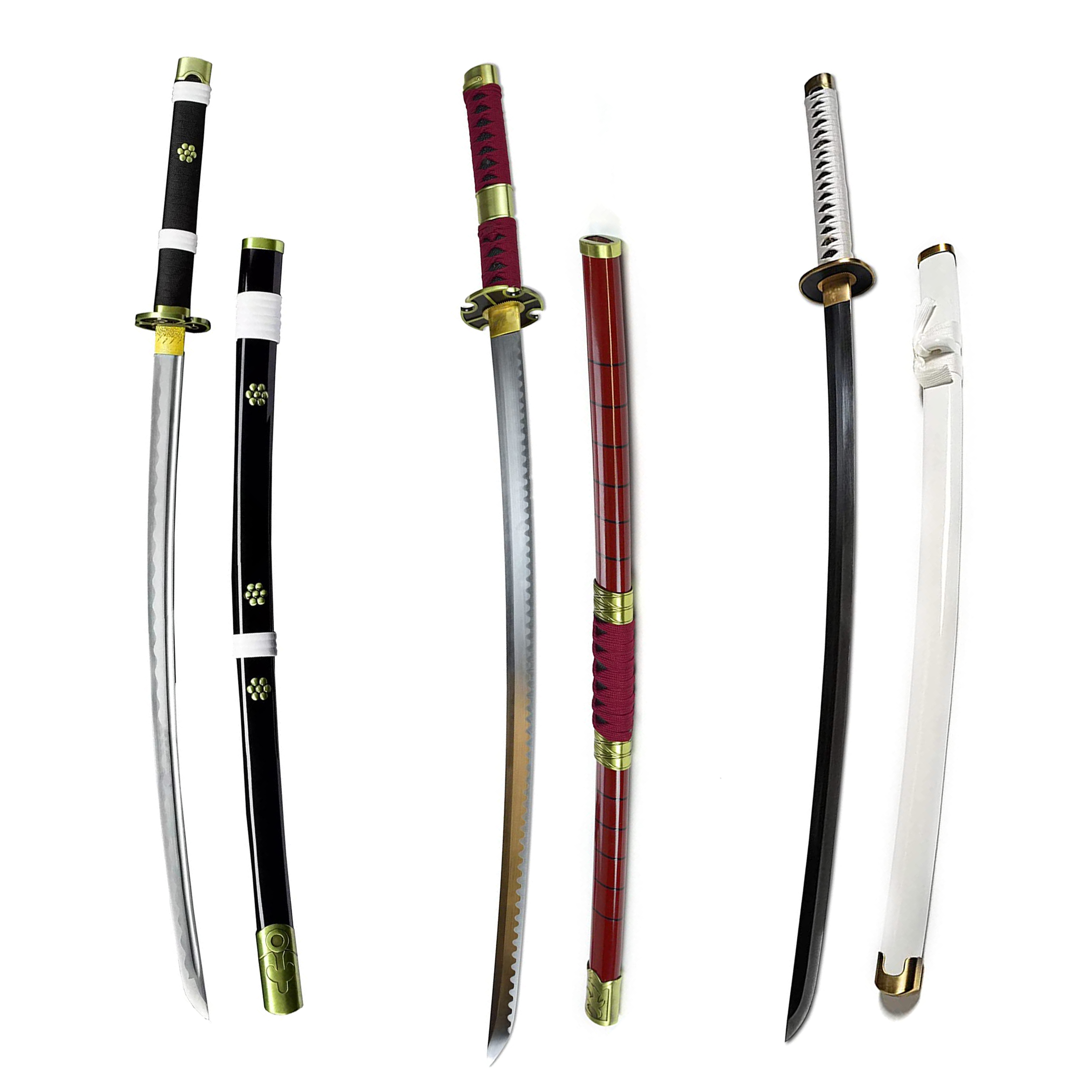 One Piece - Set of 3 Handforged Swords Wado-Ichi-Monji, Oden's Enma, Sandai Kitetsu (Bundle 40407+41645+40267)