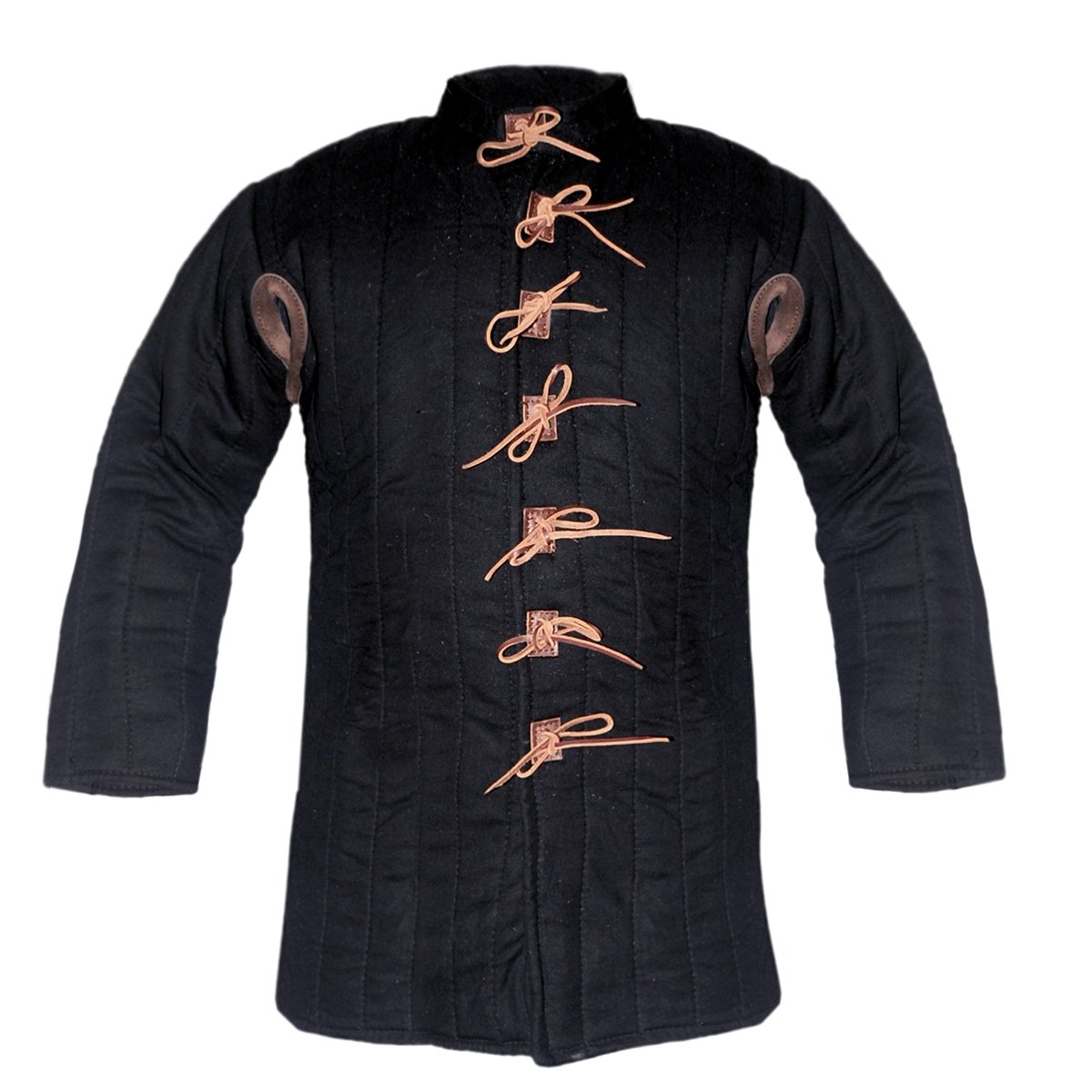 Gambeson mit Ledernesteln – schwarz (14./15. Jahrhundert), Schwarz, Größe M