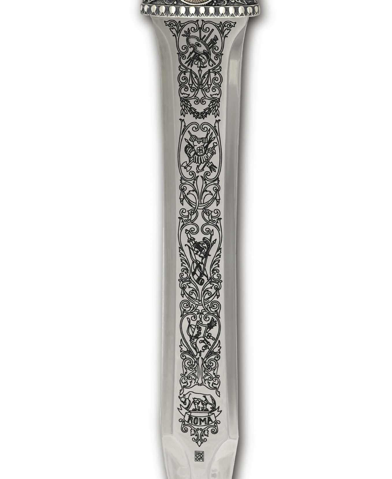 Roman Gladius, tiefe Gravur, Silber Finish, 71 cm 