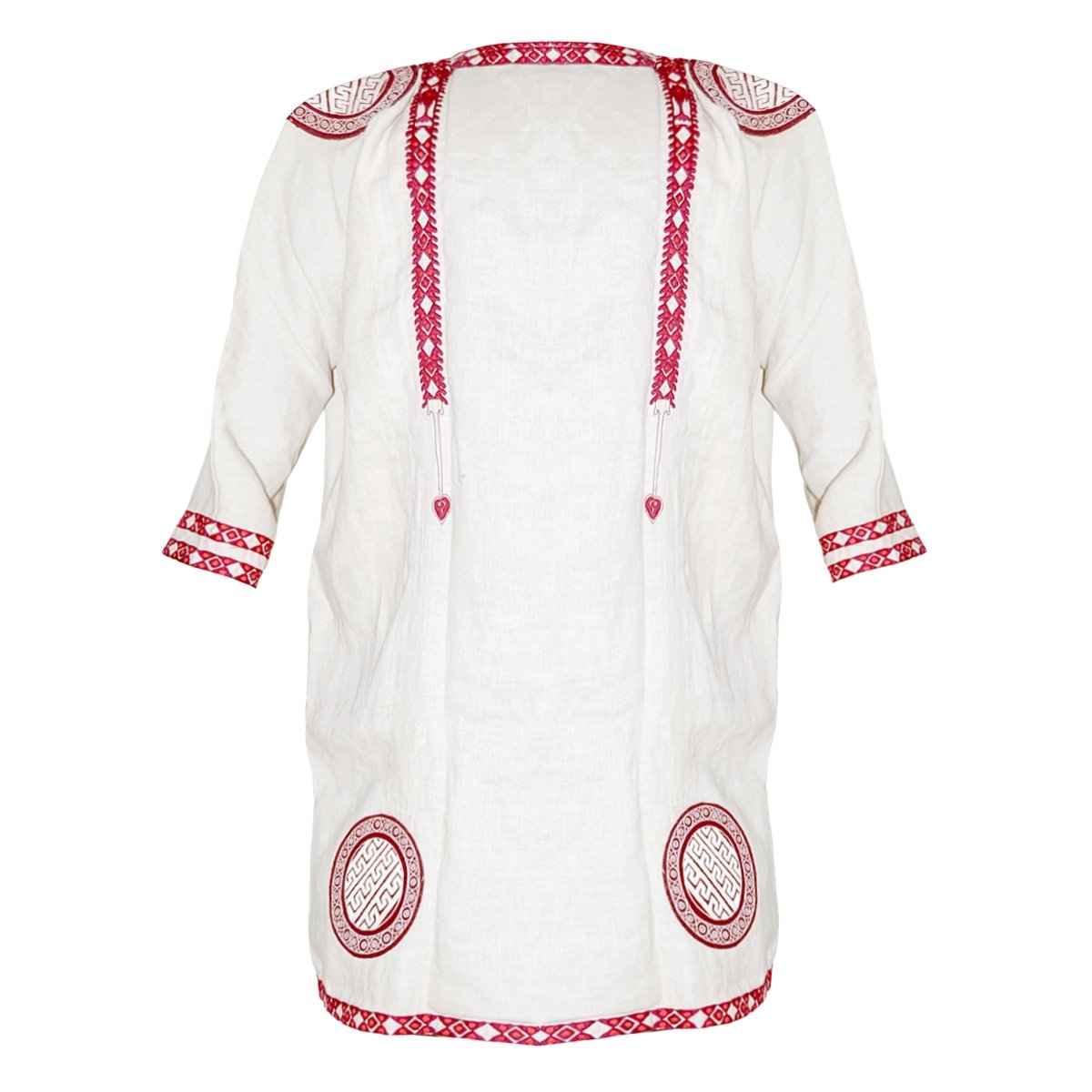 Römische Tunika (Tunica Manicata) - rot bestickt, Größe XXL