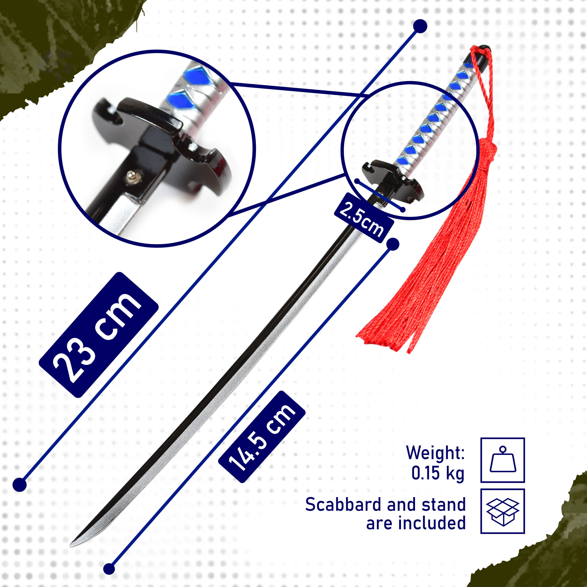 Demon Slayer – Sakonji Tanjiro Katana Brieföffner Schwert mit Scheide und Ständer