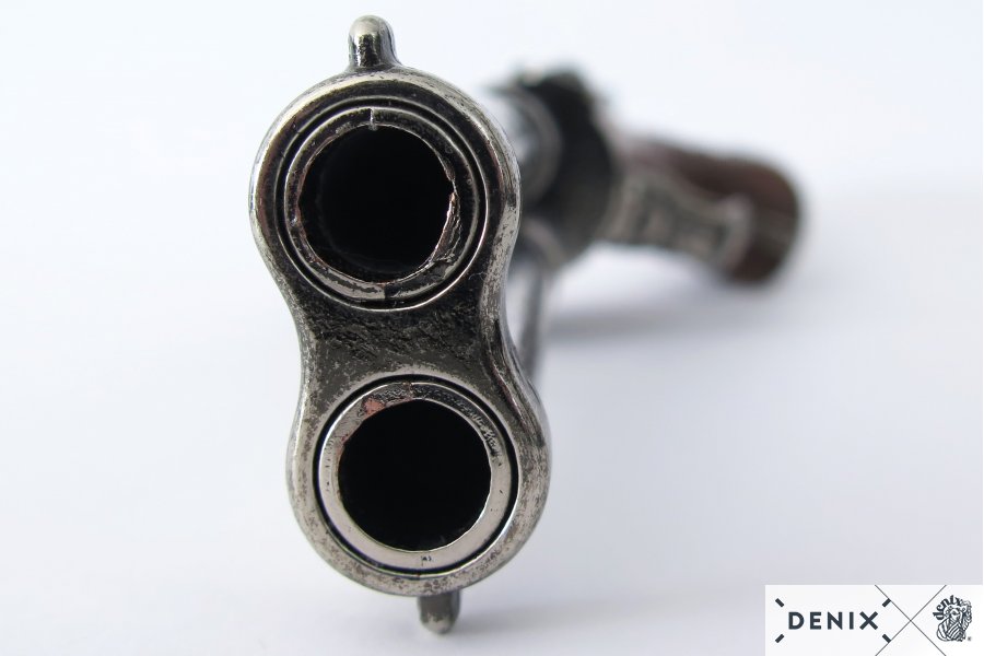 Double barrel flintlock pistol 18th century Metal, plastic