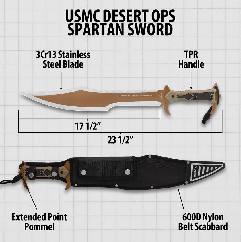 USMC Desert Ops Spartan Sword And Scabbard
