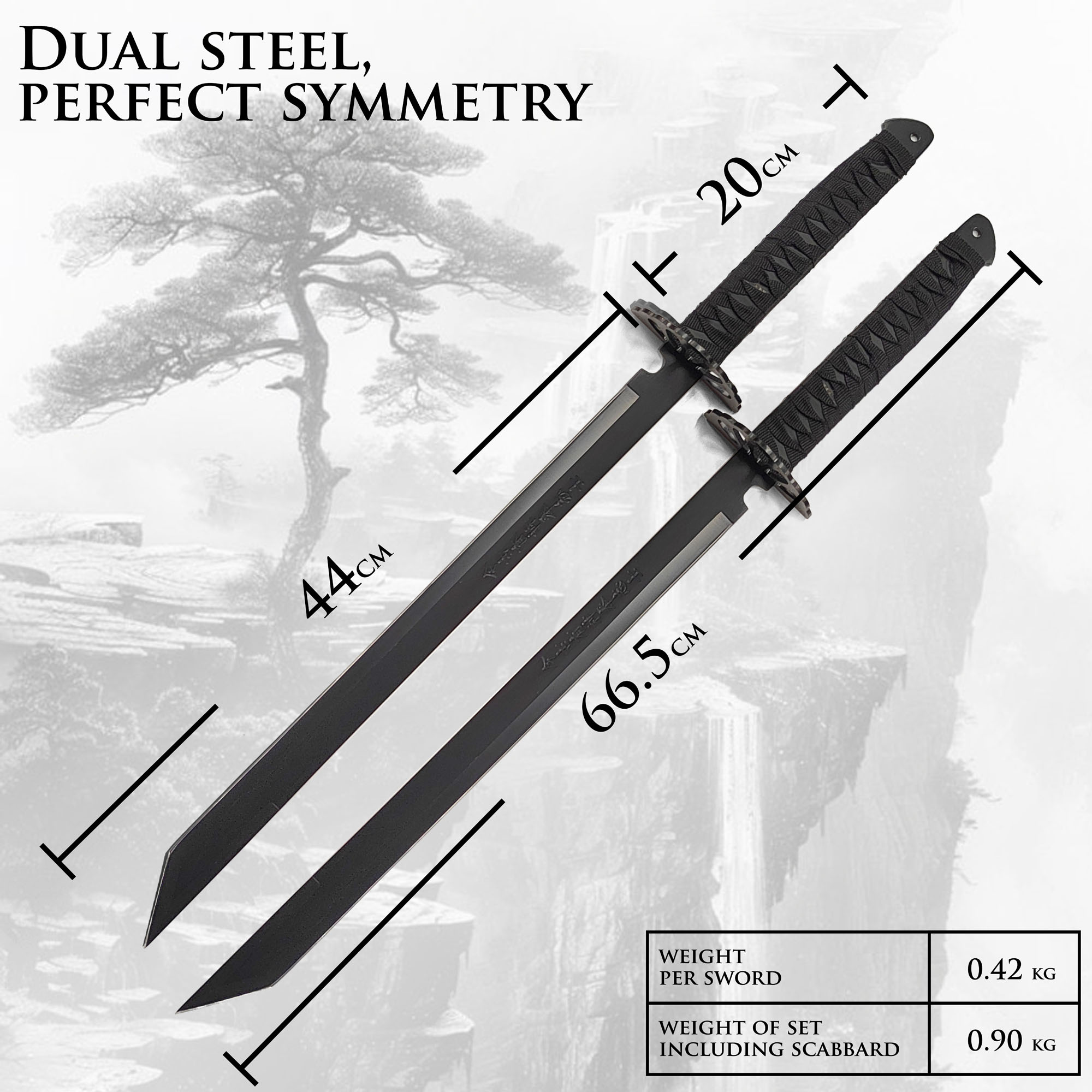 Doppeltes Ninja-Schwert mit Scheide