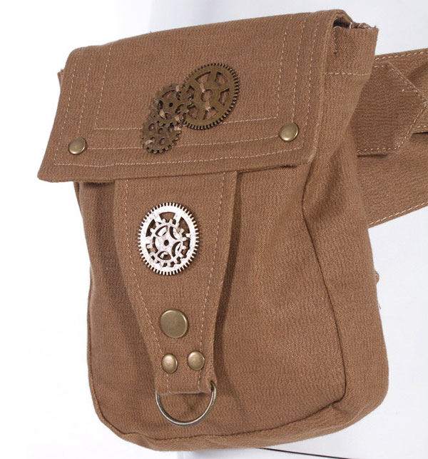 Steampunk Tasche mit Gürtel braun