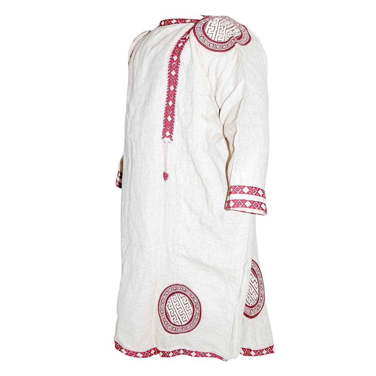 Römische Tunika (Tunica Manicata) - rot bestickt, Größe XL