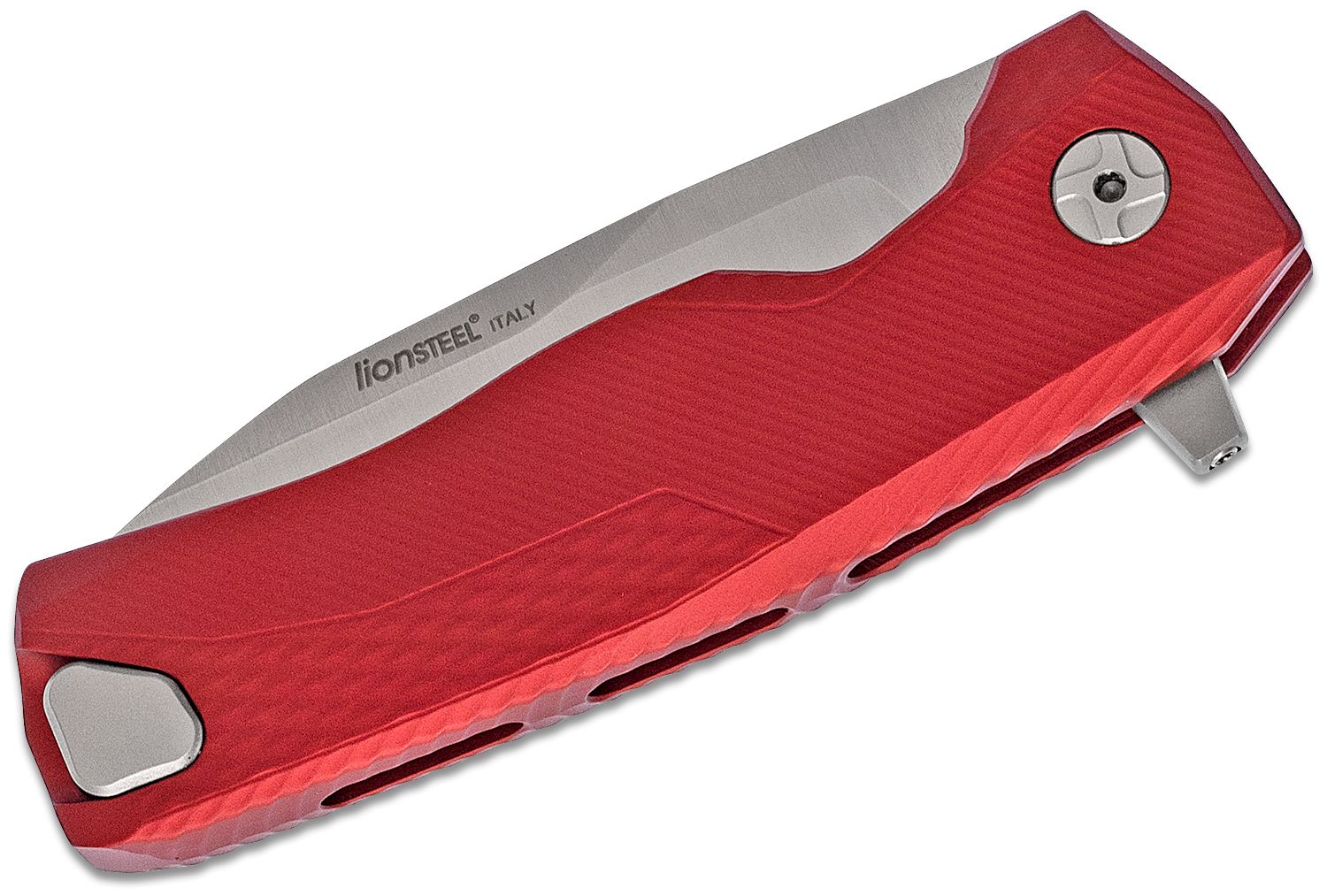 ROK A RS, M390 Satin-Klinge, roter Aluminiumgriff