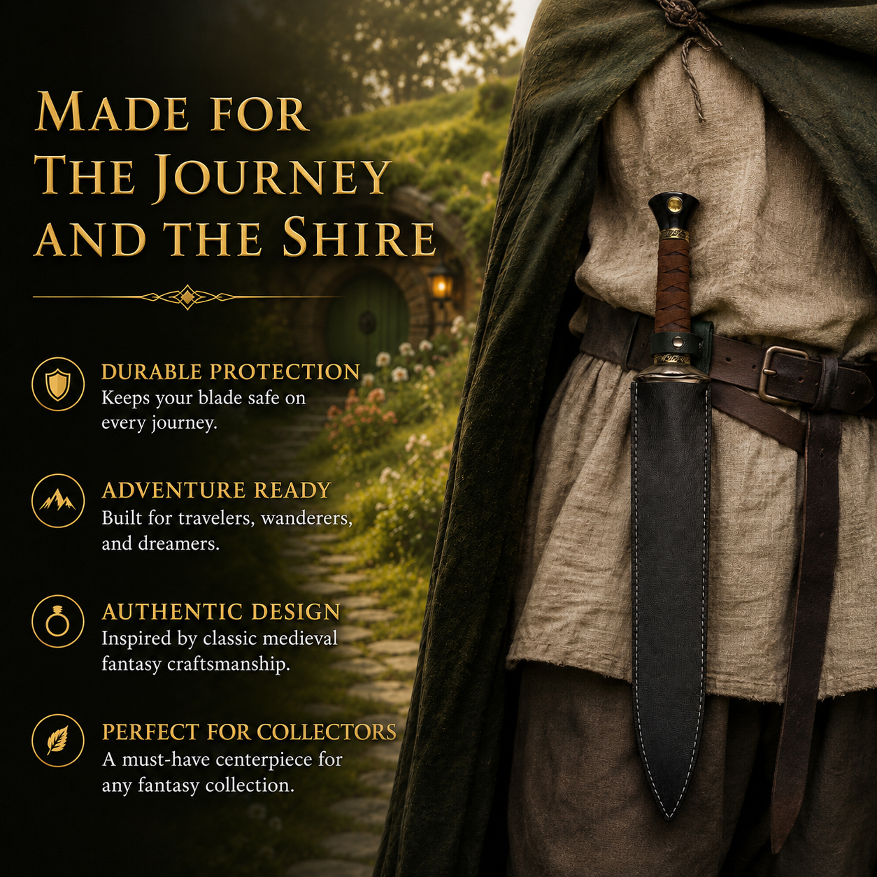 The Lord of the Rings: Samwise Gamgee's Dagger – 23.4" Steel Replica with Scabbard & Stand