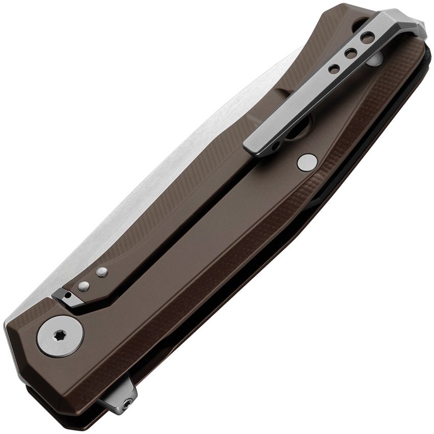 Myto, M390 Satin Blade, Brown Aluminum Handle