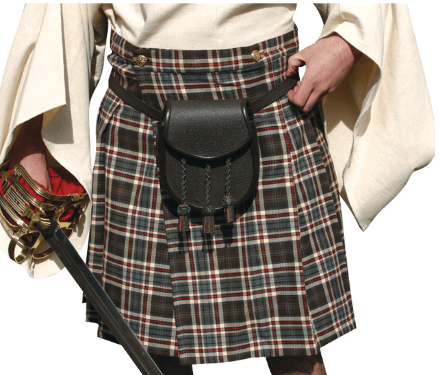 Scottish Mans Wool Kilt, Brown, Size XXL