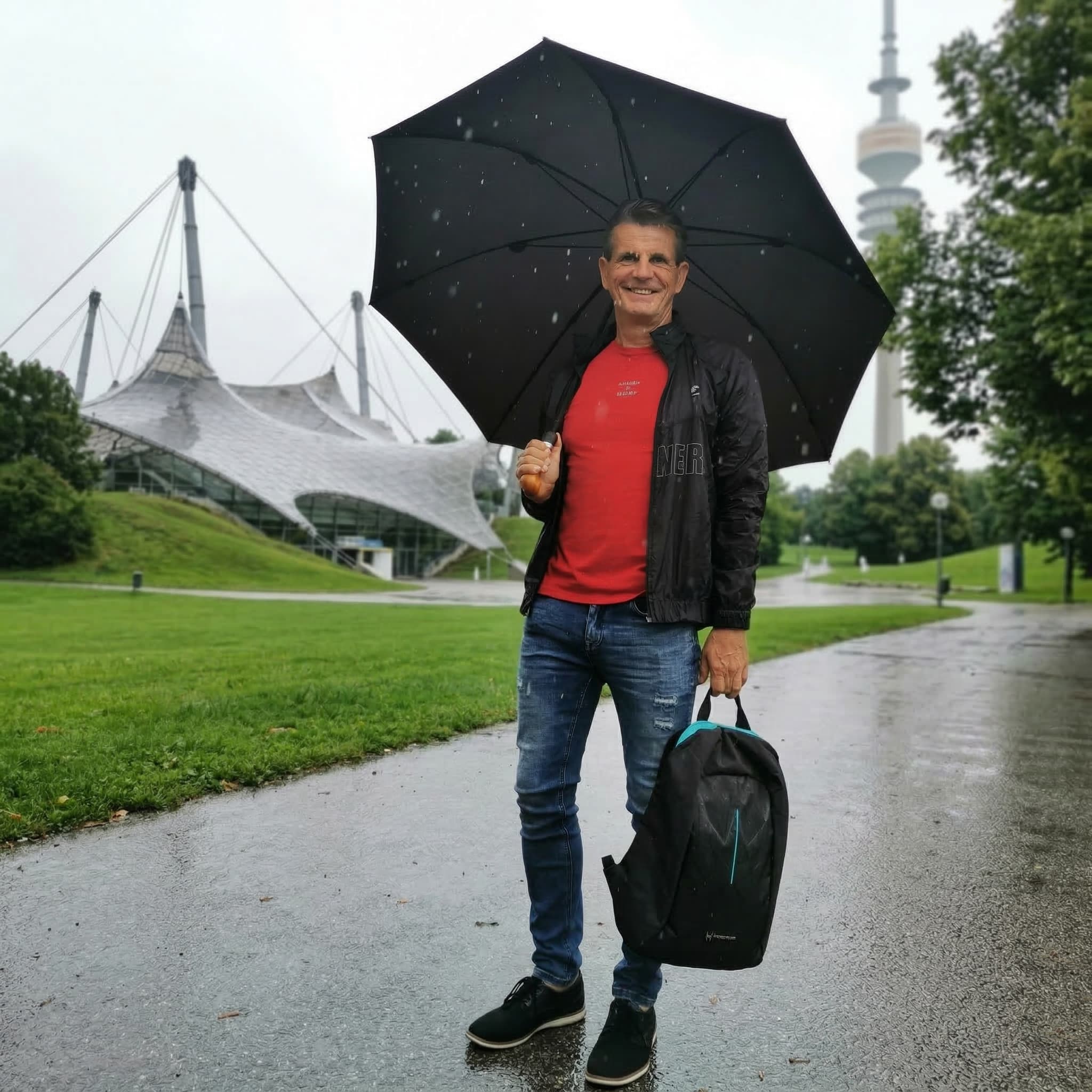 Sicherheitsschirm "XXL extra lang" Knaufgriff, Buche schwarz gebeizt