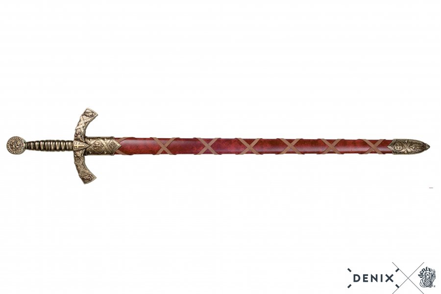 Templar sword red scabbard bronze, 12th century