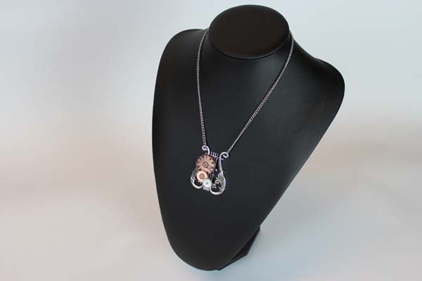 Steampunk Anhänger mit Kette - Harfe