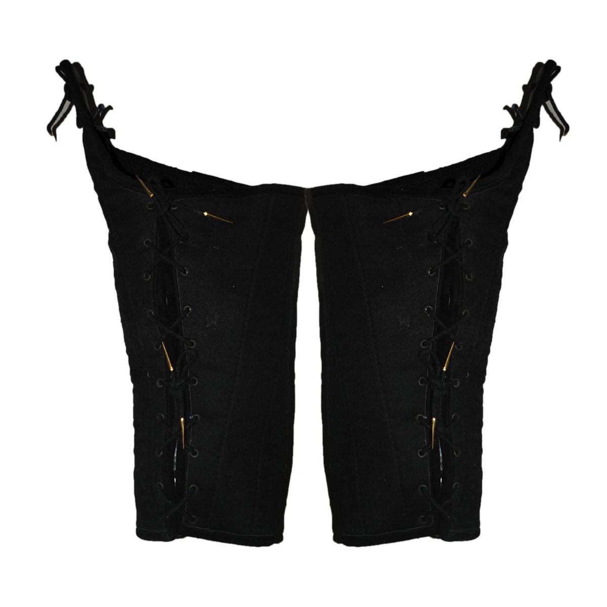 Polsterbeinlinge mit Lederkappe - schwarz, Größe XL