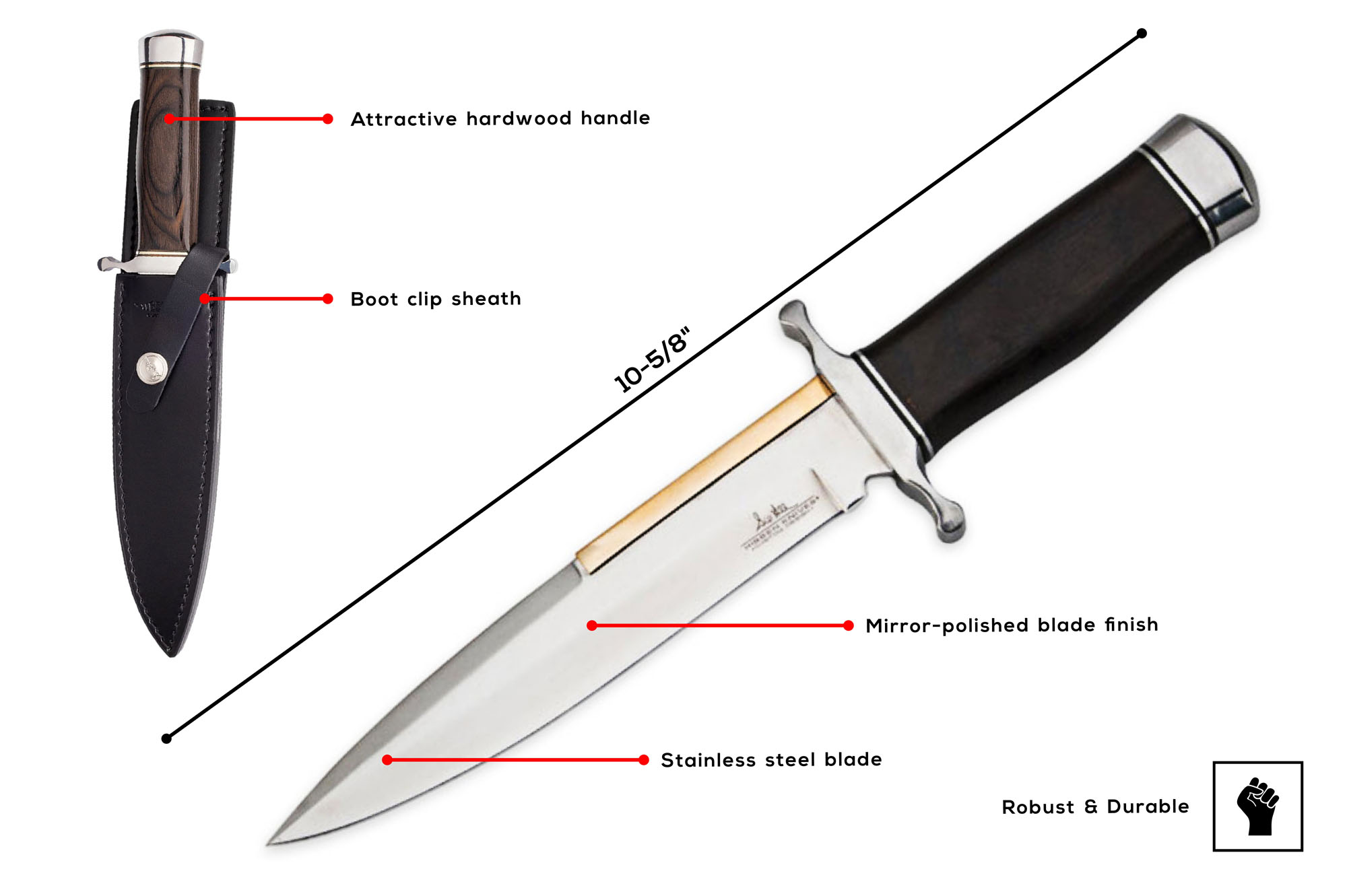 Gil Hibben Old West Stiefelmesser mit festehender Klinge