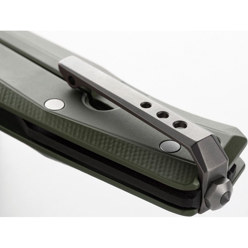 Myto, M390 Satin Blade, Green Aluminum Handle