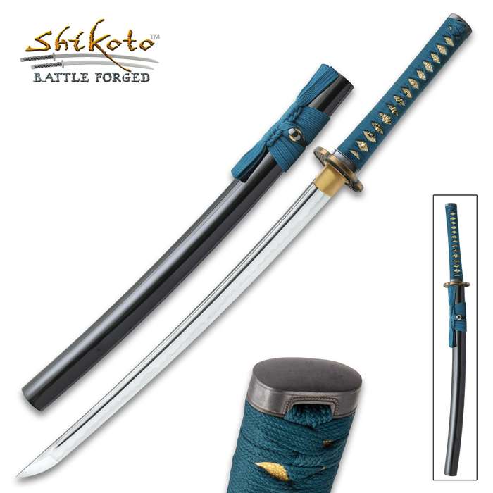Shikoto Hammer-Forged Longquan Master Teal Wakizashi