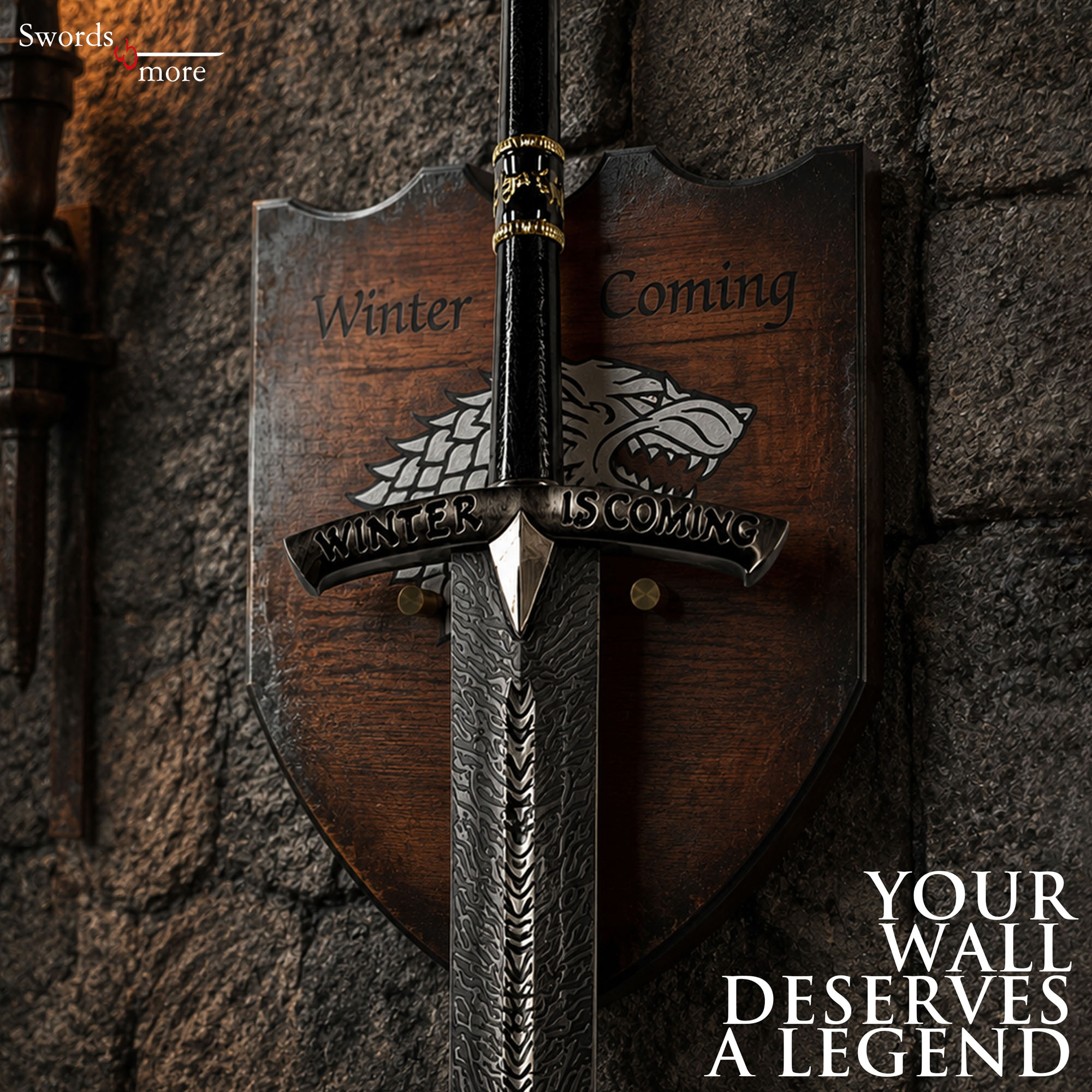 Game of Thrones: Ice – The Sword of Eddard Stark (Book Version) – with Wall Plaque