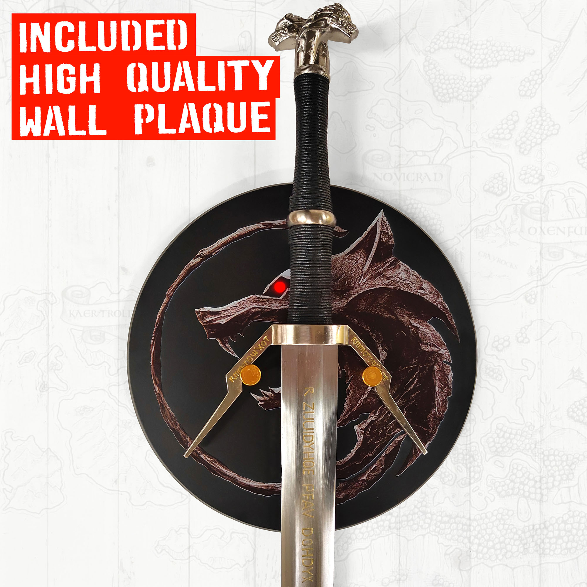 Witcher - silver sword with scabbard - type I + Wall Plaque