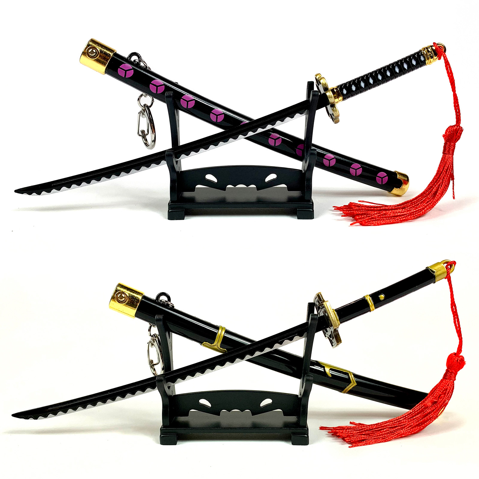 One-Piece-Schwert– Roronoa Zorro Set aus 4 Katanas, Samuraikatana-Brieföffner mit Scheide & Ständer