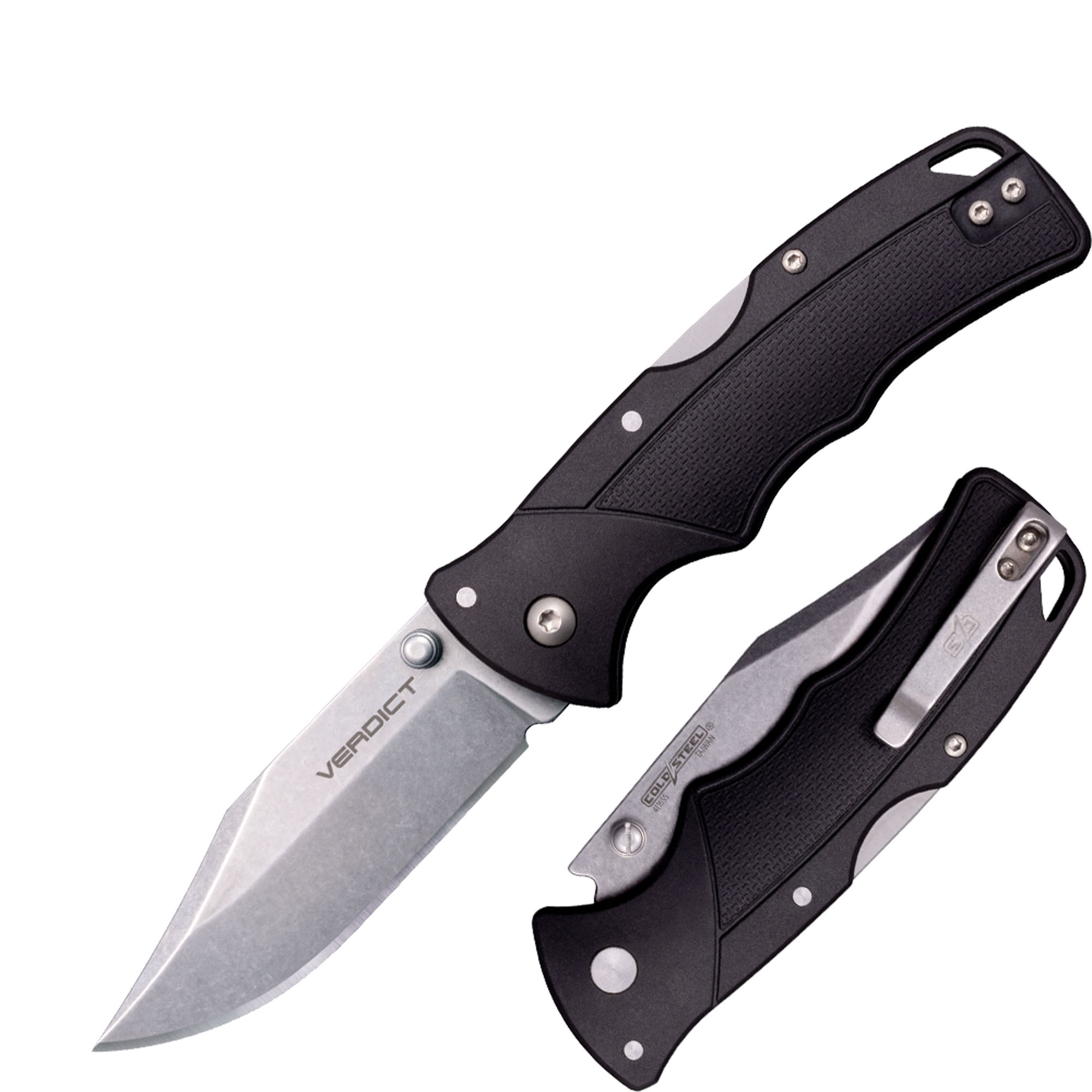 Verdict 4116SS Clip Point Stonewash Finish Black GFN Handle