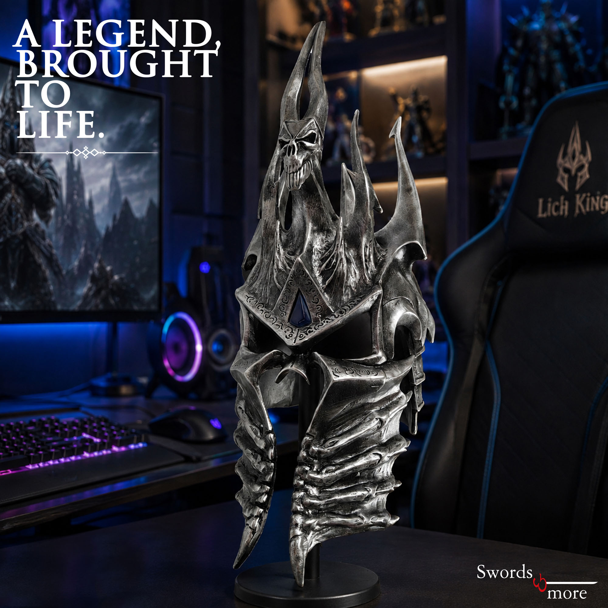 World of Warcraft: Helm der Herrschaft (Lichkönig) – Premium Replika inkl. Holzständer