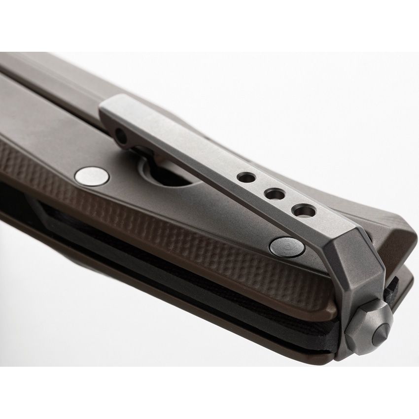 Myto, M390 Satin Blade, Brown Aluminum Handle