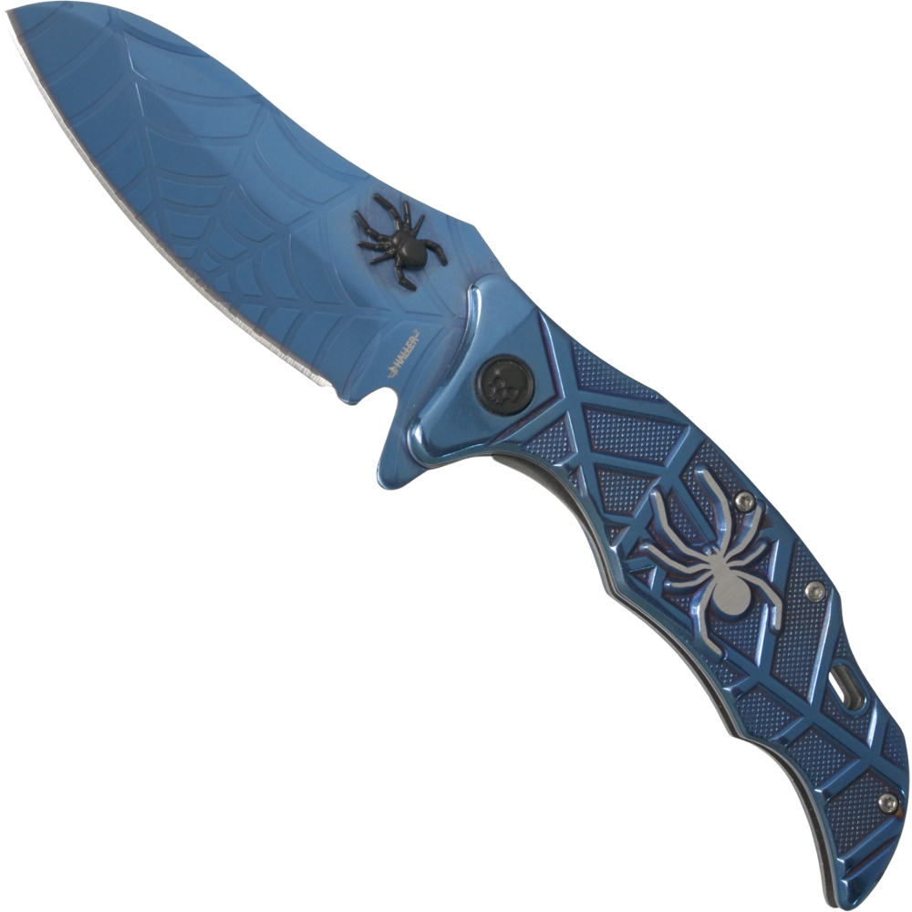 Pocket knife blue Spider