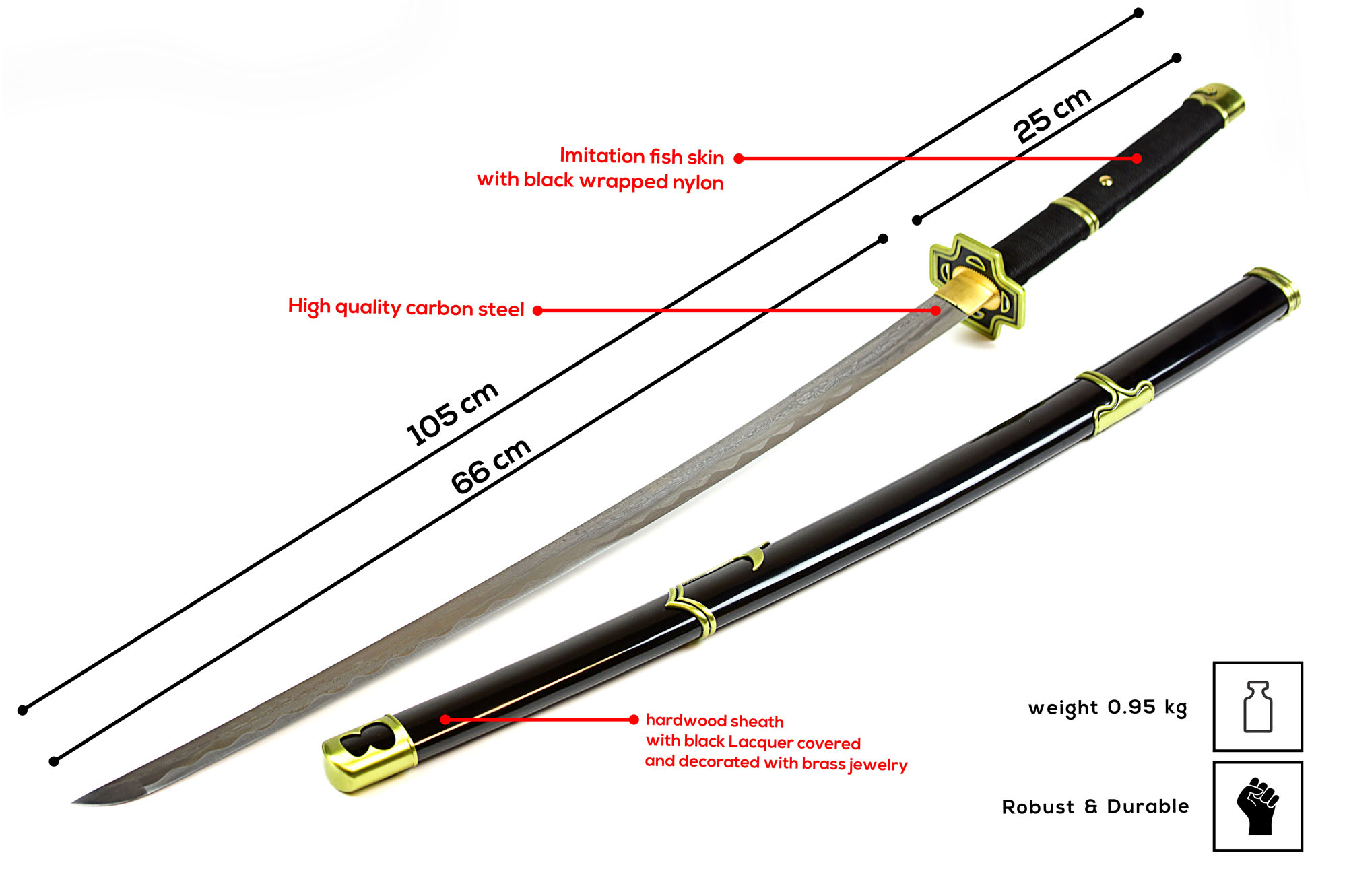 One Piece - Trafalgar Law Schwert, schwarz - gefaltet - Set