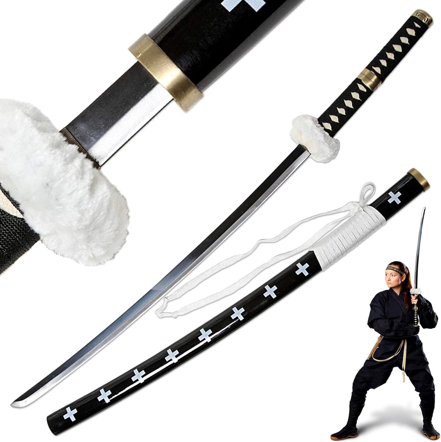 One Piece - Trafalgar Law sword brown handle 135 cm, hand forged