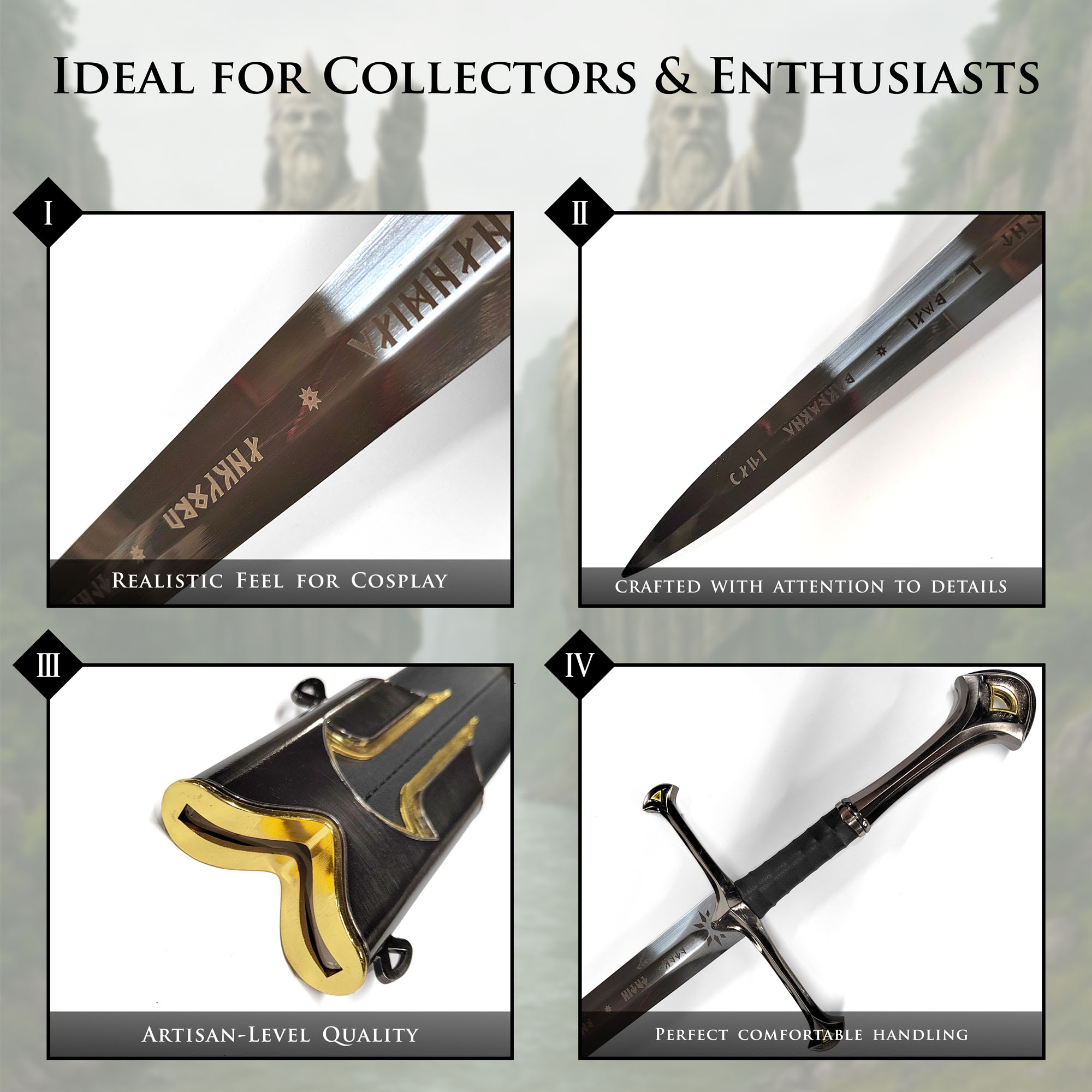 Anduril Schwert mit Scheide und Wanddisplay