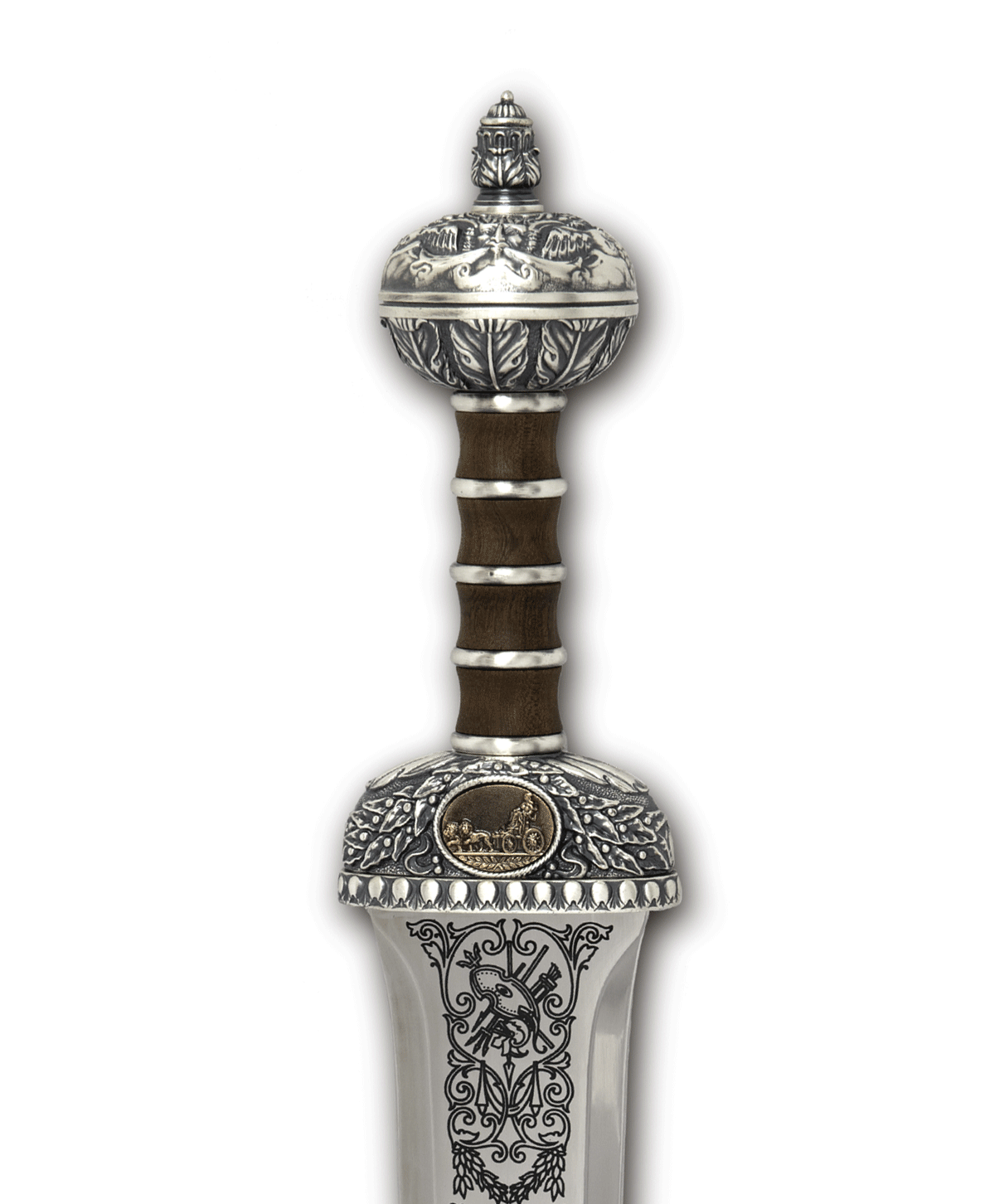 Roman Gladius, tiefe Gravur, Silber Finish, 71 cm 