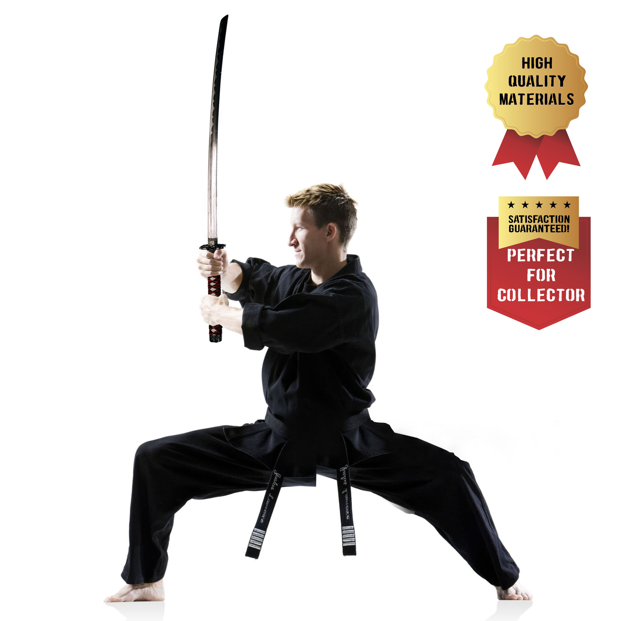 Samurai Schwert 3er Set mit Ständer - Rot (Katana, Wakizashi und Tanto) Samurai Schwert 3er Set mit Ständer - Rot (Katana, Wakizashi und Tanto)