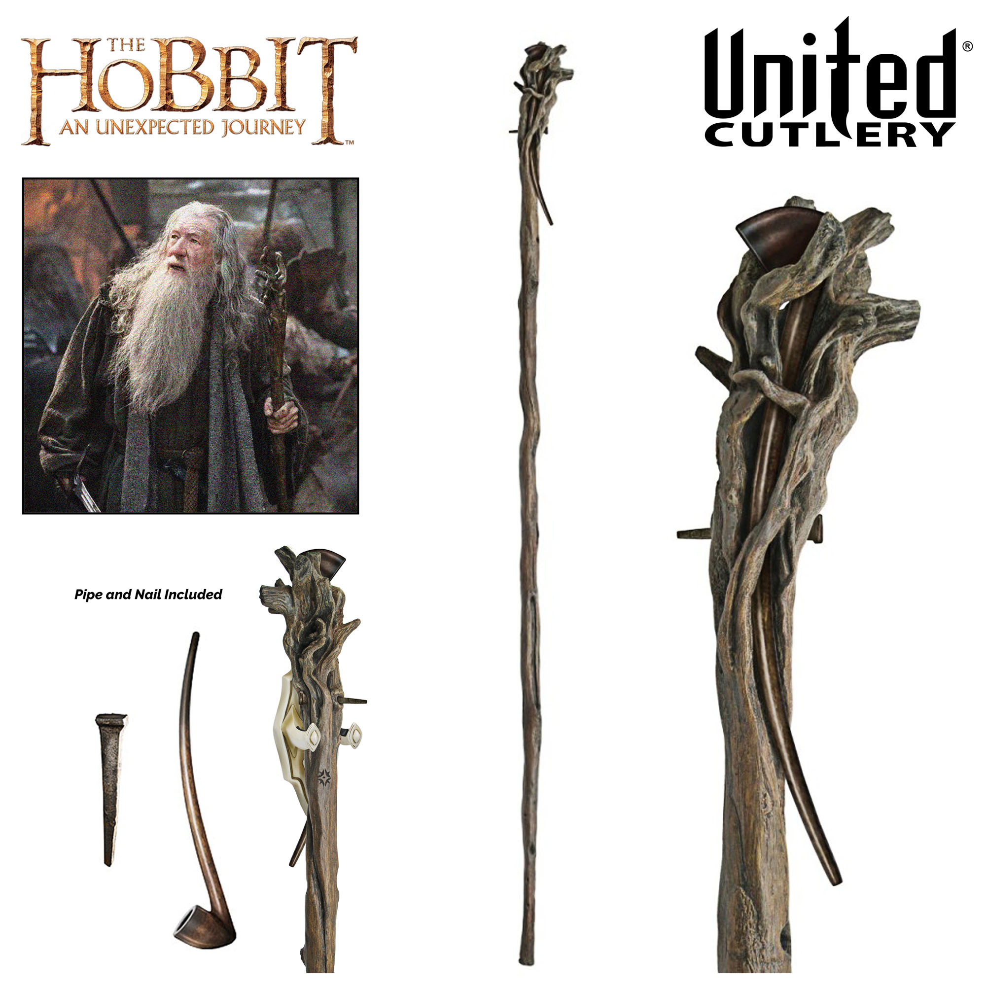 Hobbit Stab von Gandalf dem Grauen Mit Pfeife und Display