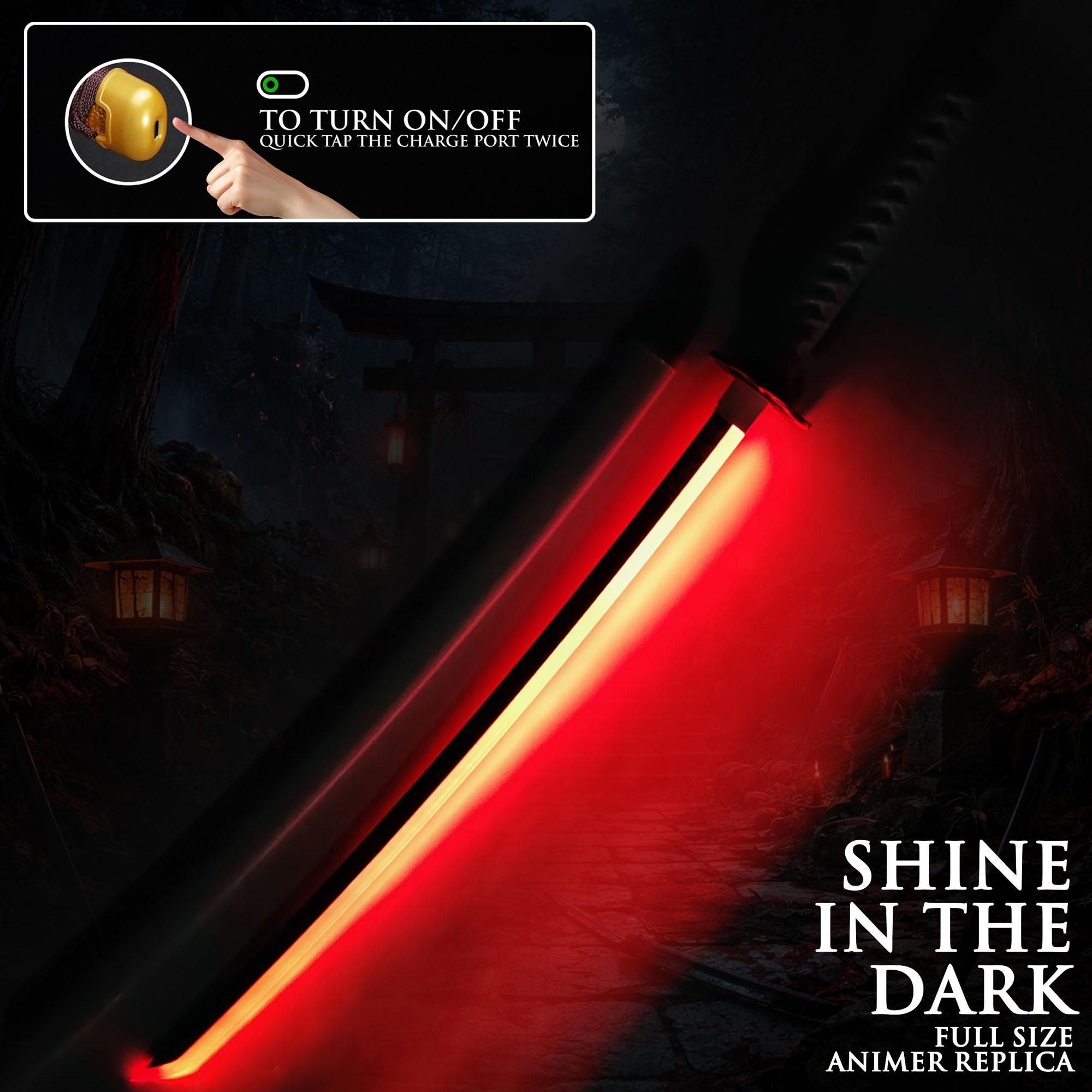 Demon Slayer Rengoku Kyoujurou Sword with Sheat (steel blade with LED luminous blade edge)