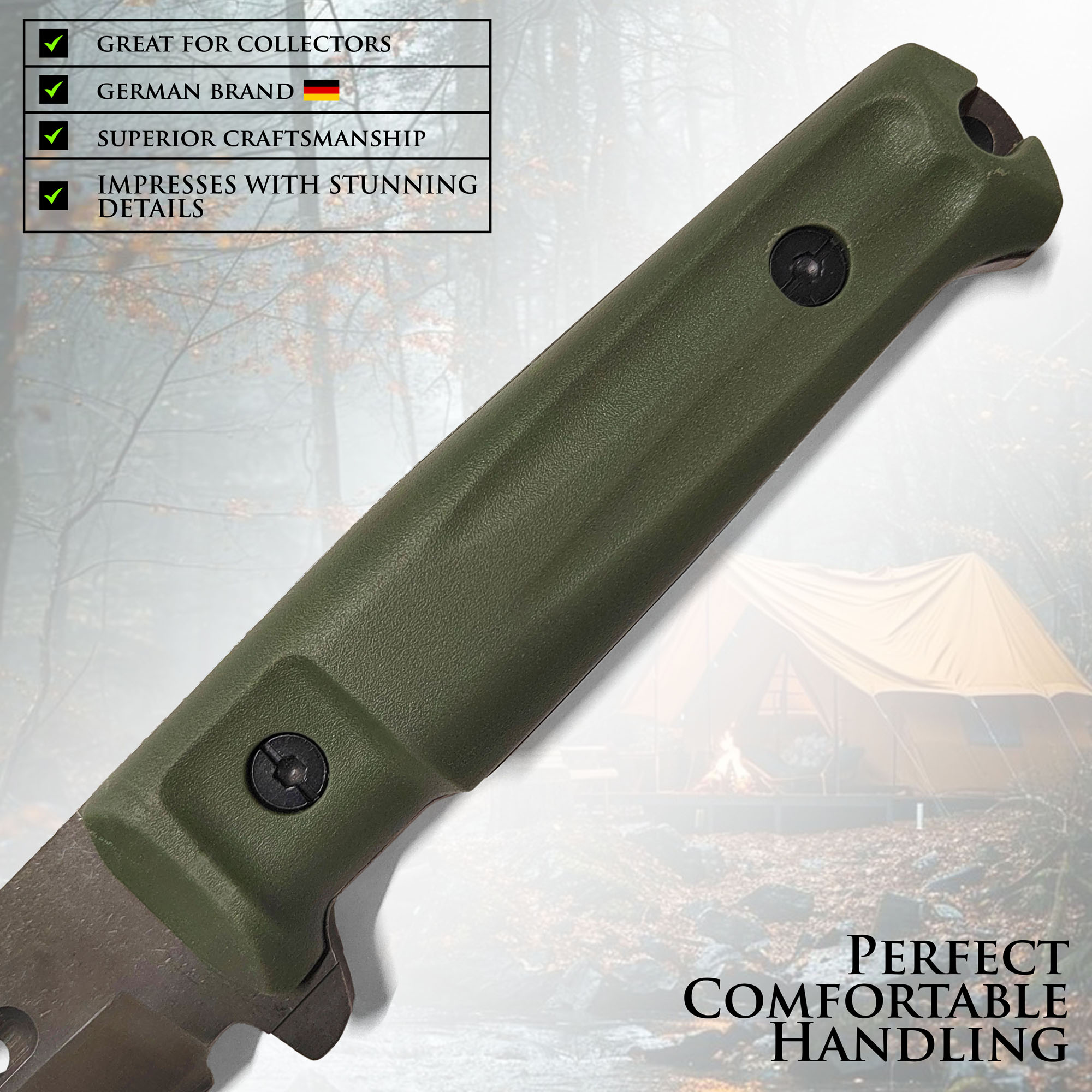 Jagdmesser mit Sägerücken und Scheide