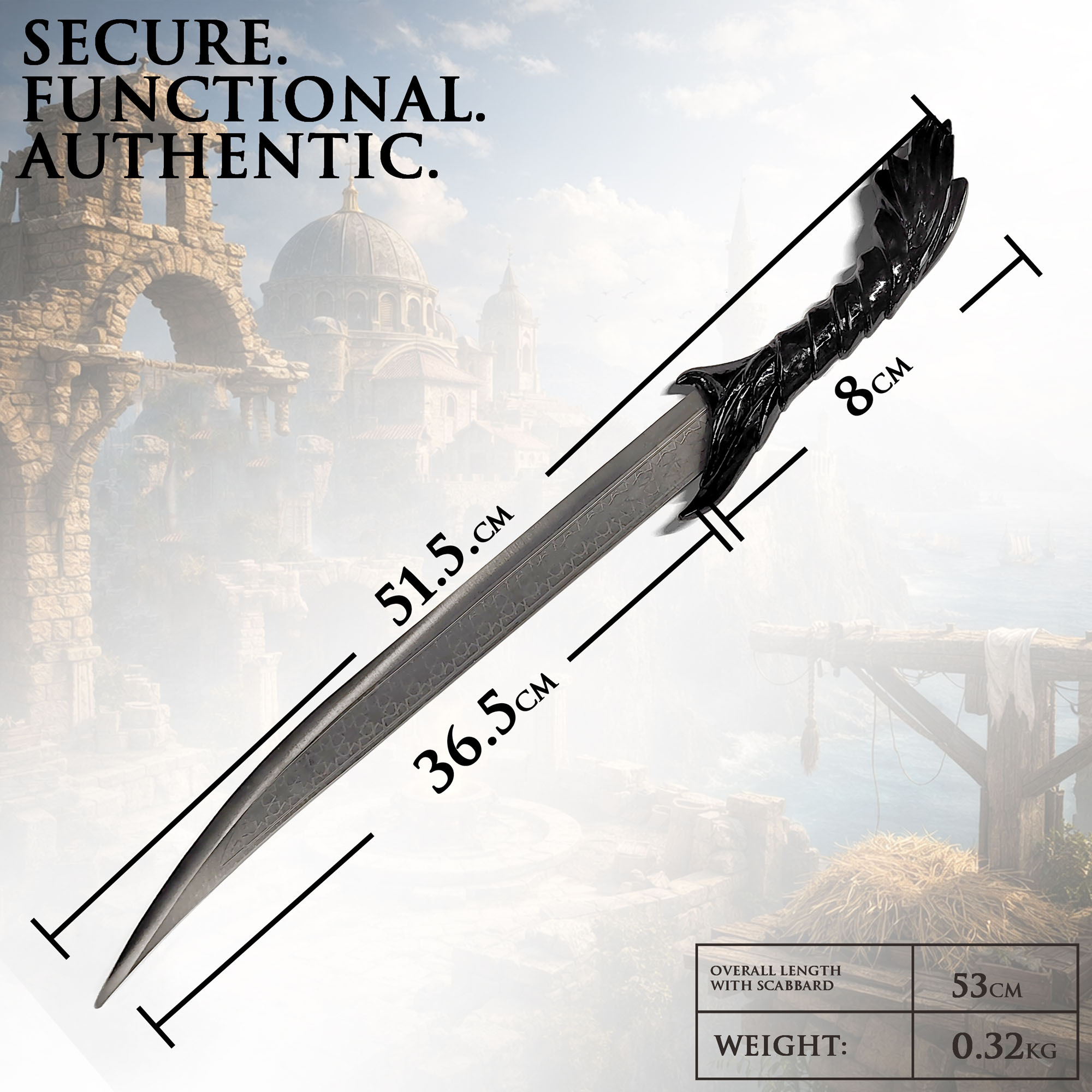 Assassin's Creed Kurzschwert – Agiler Dolch mit tragbarer Gürtelscheide