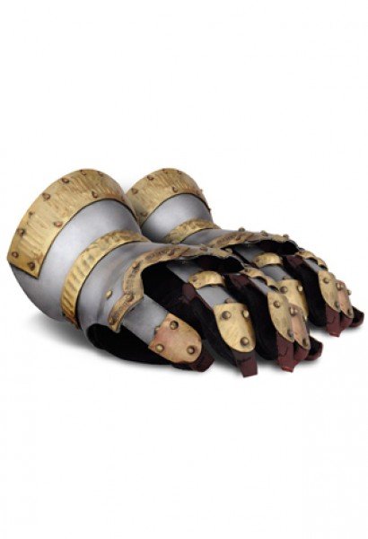 Churburg Gauntlets - 16 Gauge steel with Brass Decorations, Size L