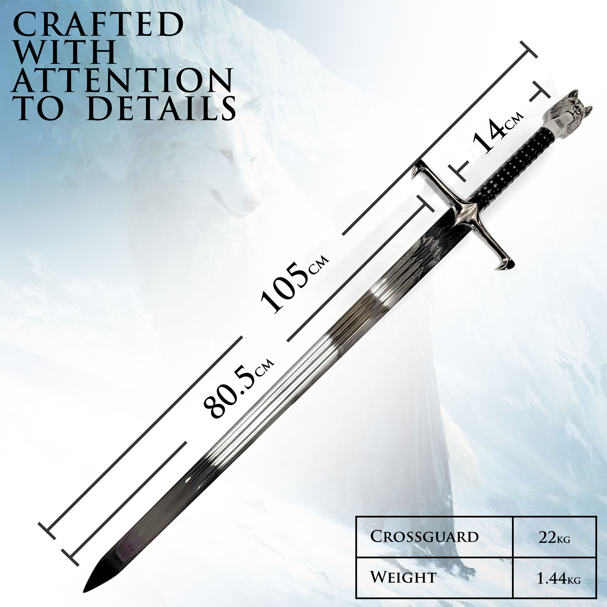 Jon Snow's "Longclaw" Replica Sword (Game of Thrones) with Wall Mount
