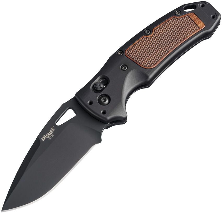 K320 AXG Classic ABL, Drop Point Blade, Black Aluminum Handle with Heritage Walnut Wood Inserts