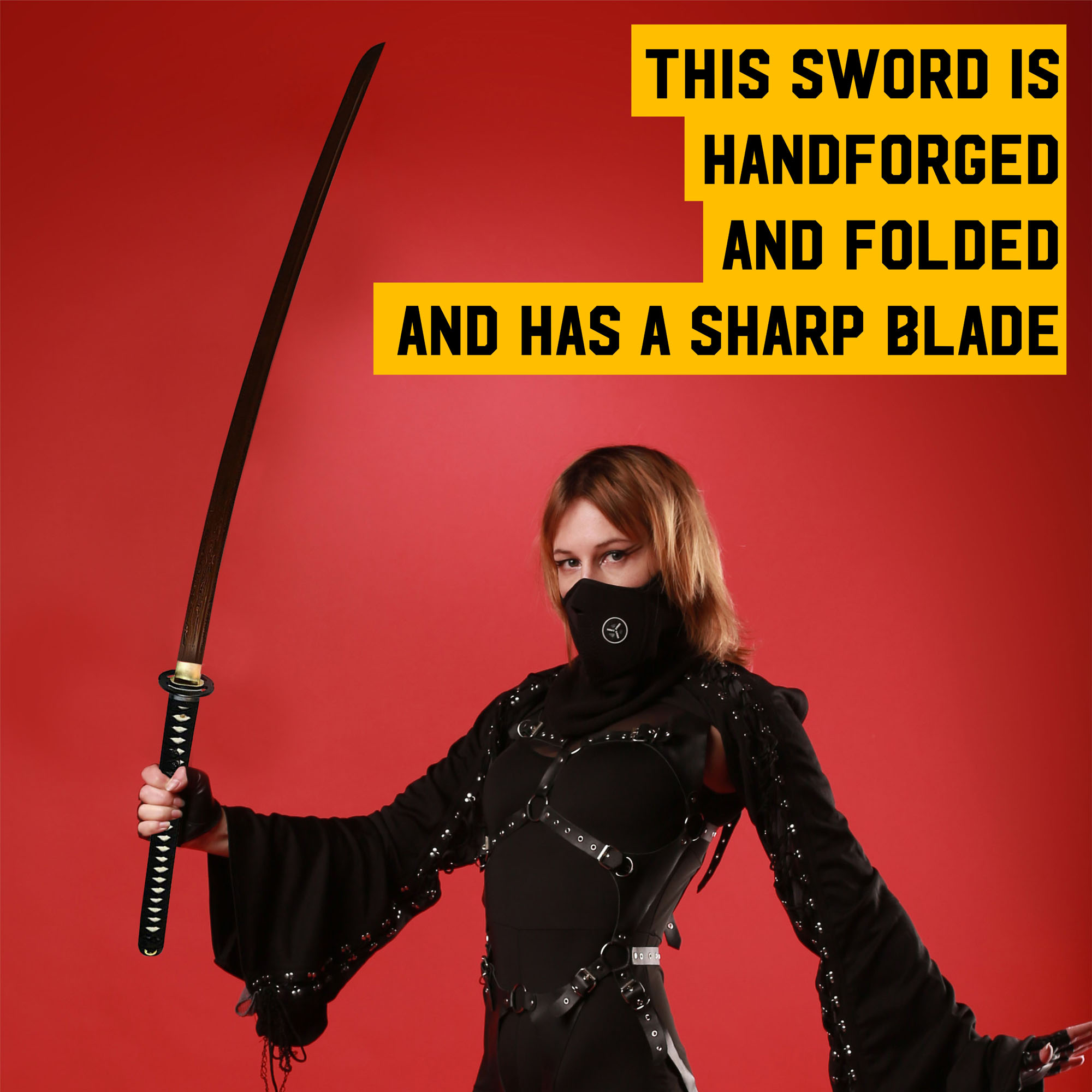 Nodachi sword - handforged & folded, Set - Blood Damascus Edition