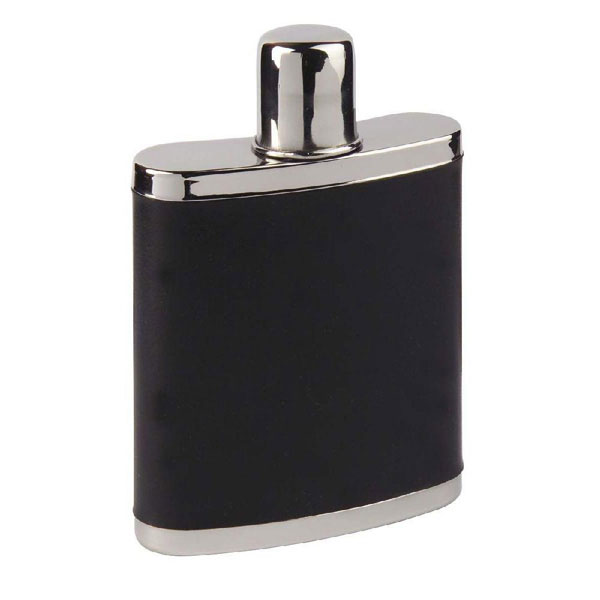 Hip Flask black Leather 200 ml