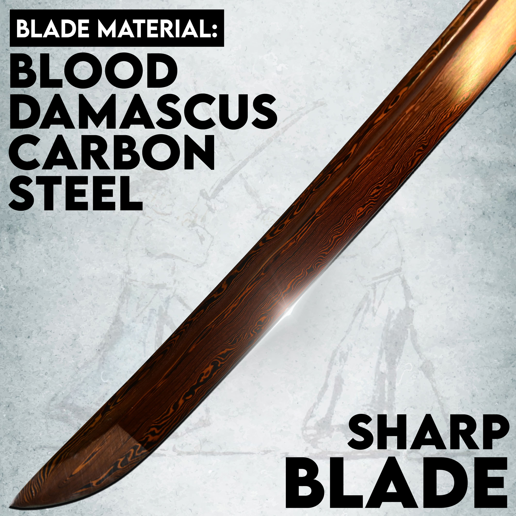 Highlander - Connor MacLeod Katana - handforged & folded, Set - Blood Damascus Edition