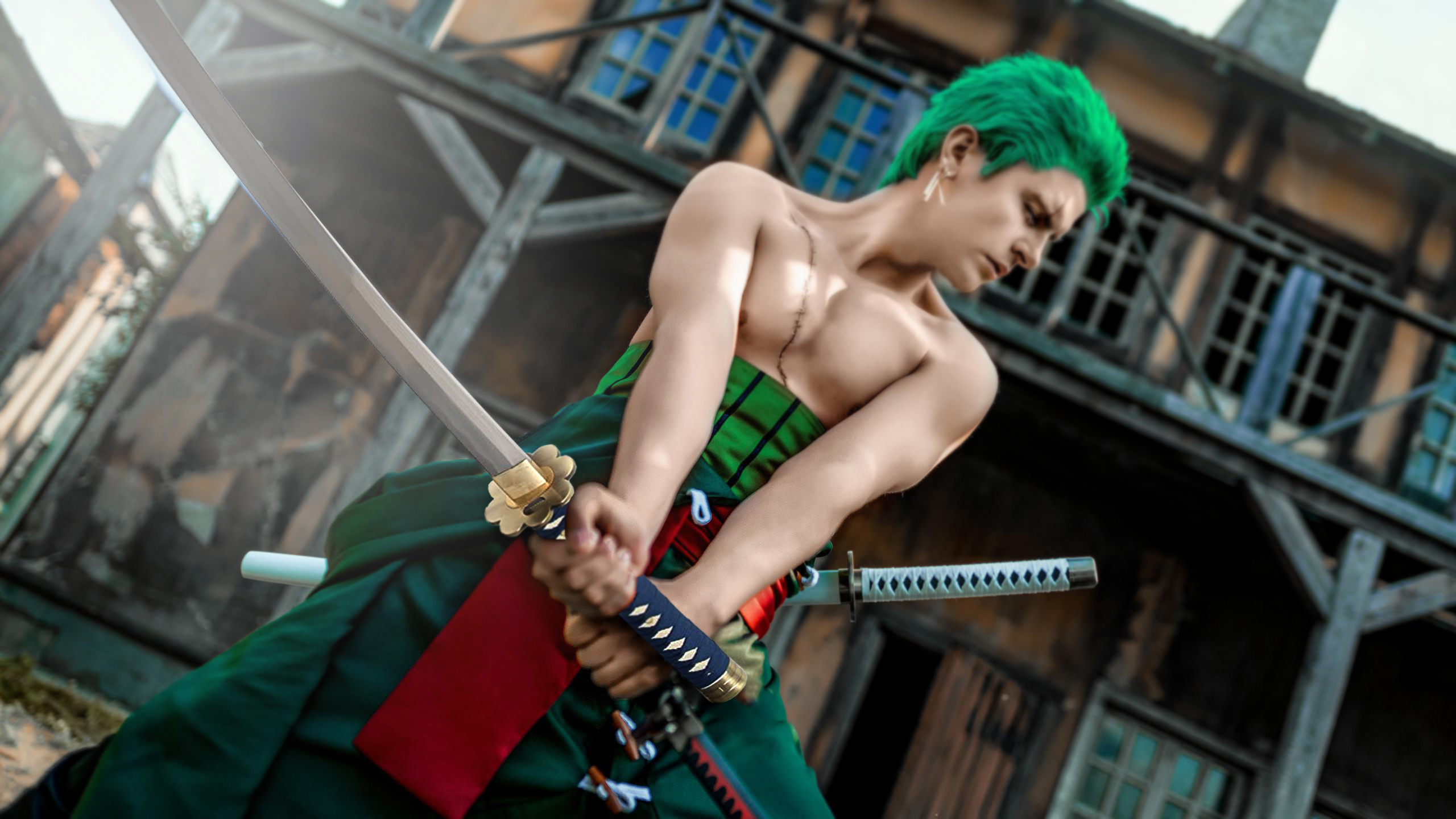 One Piece - Roronoa Zoro Katana - handforged, folded - set