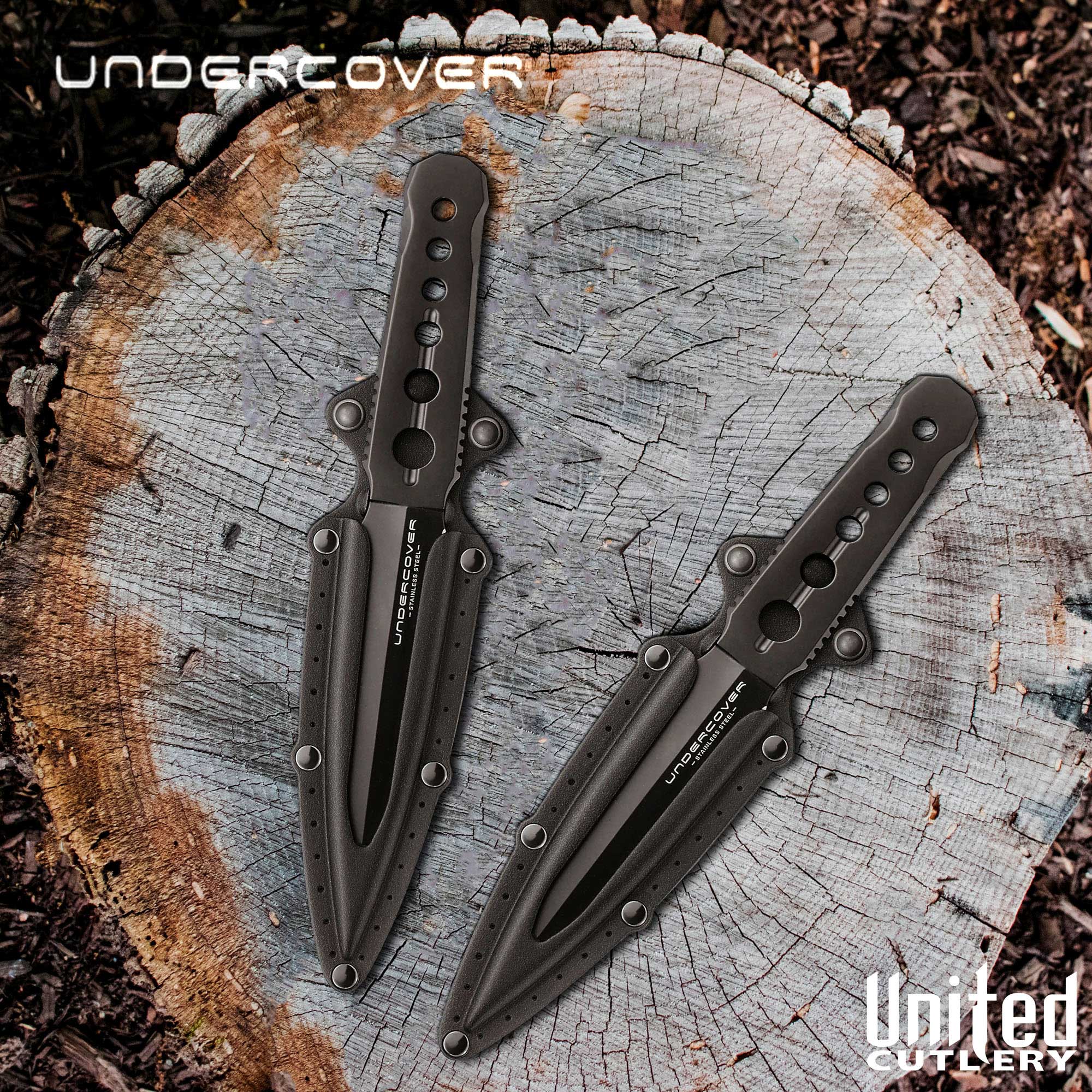 Zwei Undercover CIA Stinger-Messer und Scheide, Bundle